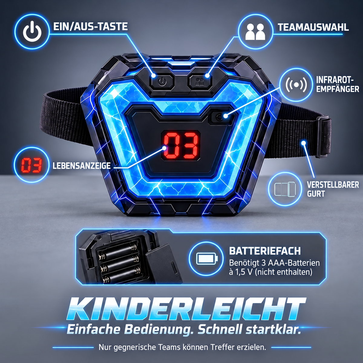 GlowDuell Weste mit Infrarot-Empfänger und verstellbarem Gurt