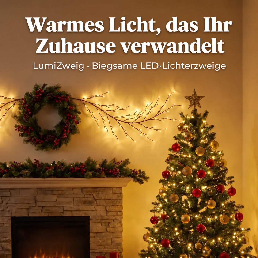 LumiZweig™ LED-Lichterzweige mit Fernbedienung, USB-Kabel und Verpackung