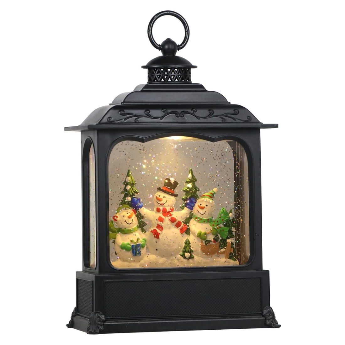 Schneekugel-Laterne mit Musik & Timer – Motiv Weihnachtsmann