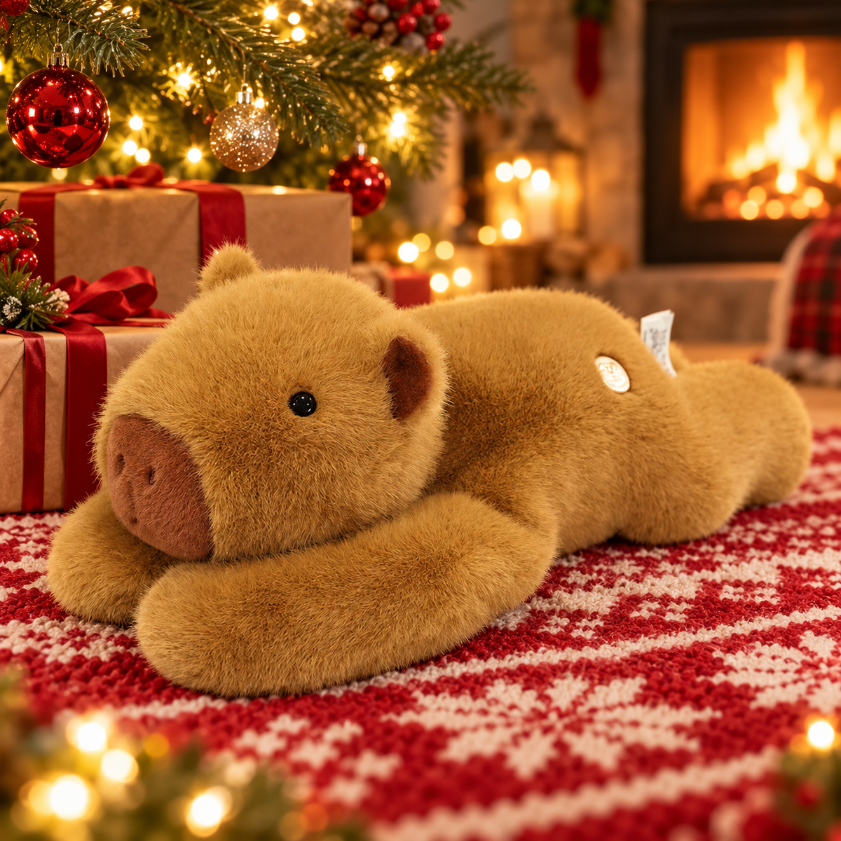 Capybara Kuscheltier unter dem Weihnachtsbaum – Trend-Geschenk