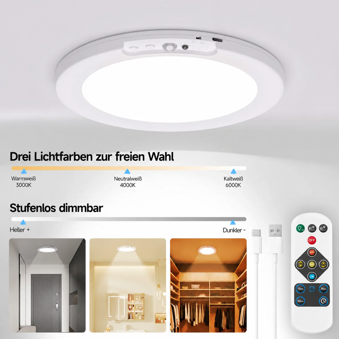 SensoGlow™ LED-Deckenleuchte mit Bewegungsmelder