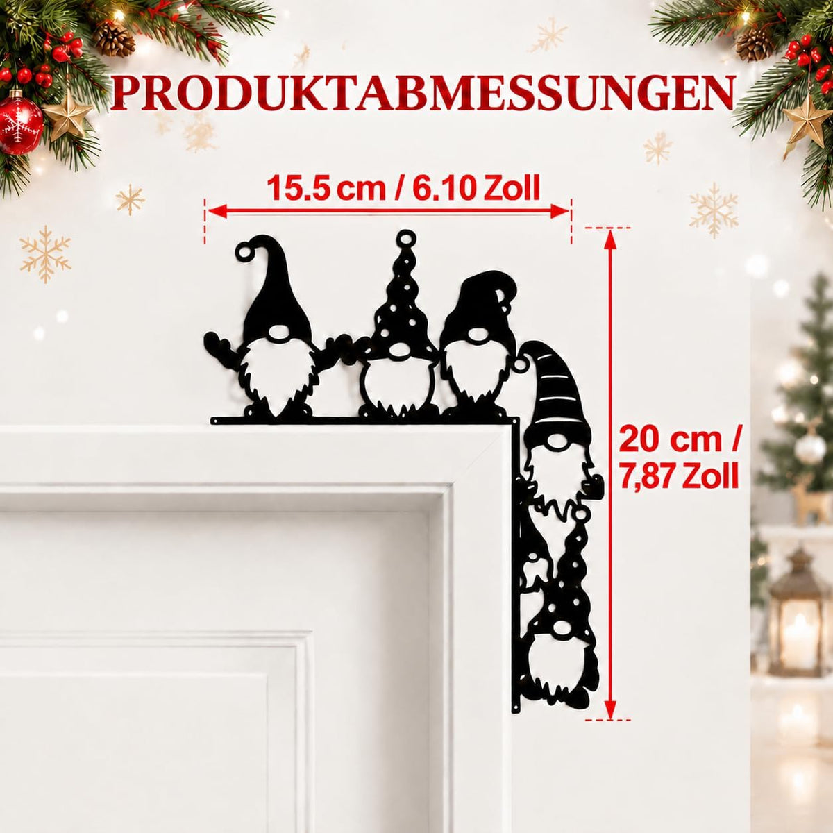 Türrahmen-Wichtel aus Metall – Weihnachtsdeko Schwarz