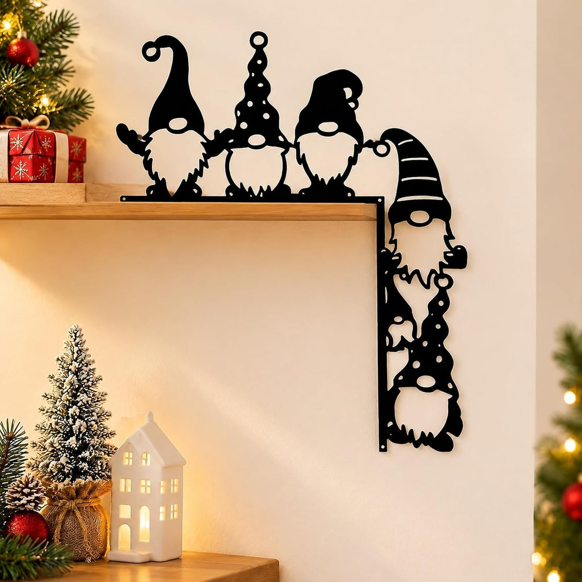 Türrahmen-Wichtel aus Metall – Weihnachtsdeko Schwarz