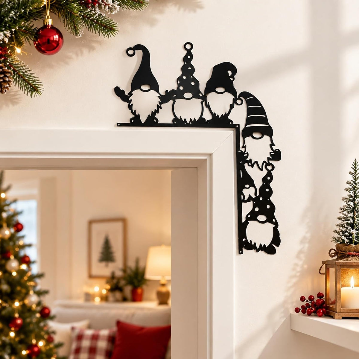 Türrahmen-Wichtel aus Metall – Weihnachtsdeko Schwarz