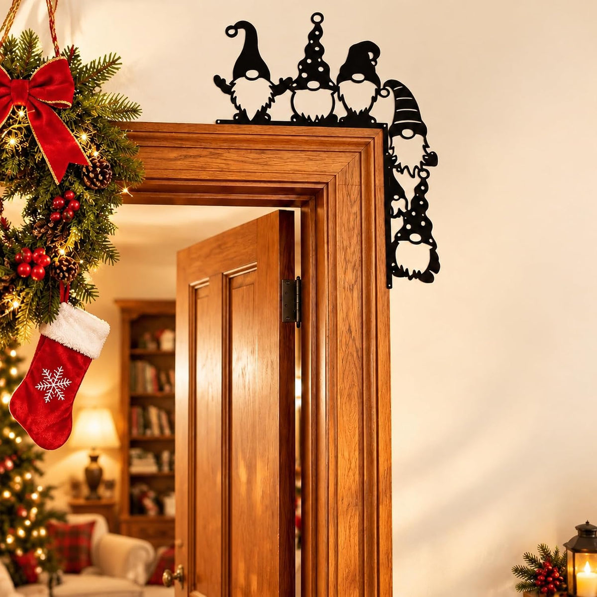 Türrahmen-Wichtel aus Metall – Weihnachtsdeko Schwarz