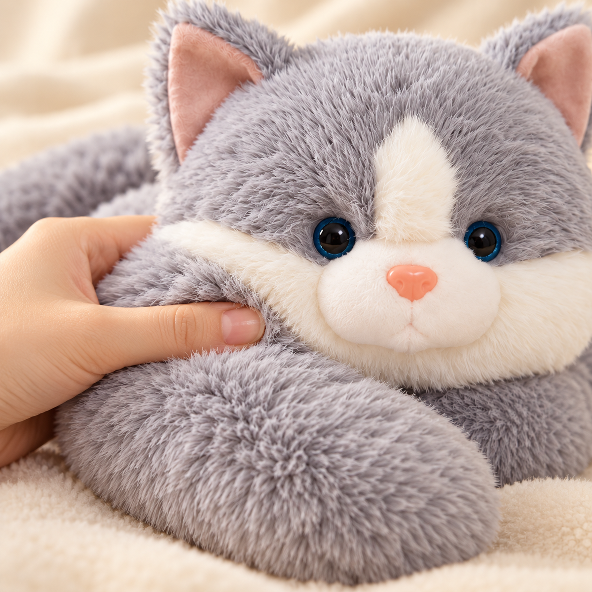 Nahaufnahme des weichen Plüschfells der Kuschelkatze