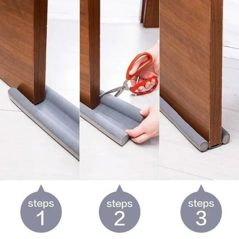 Zugluftstopper Tür doppelseitig – Türdichtung unten gegen Kälte, Zugluft & Lärm, 93 cm kürzbar