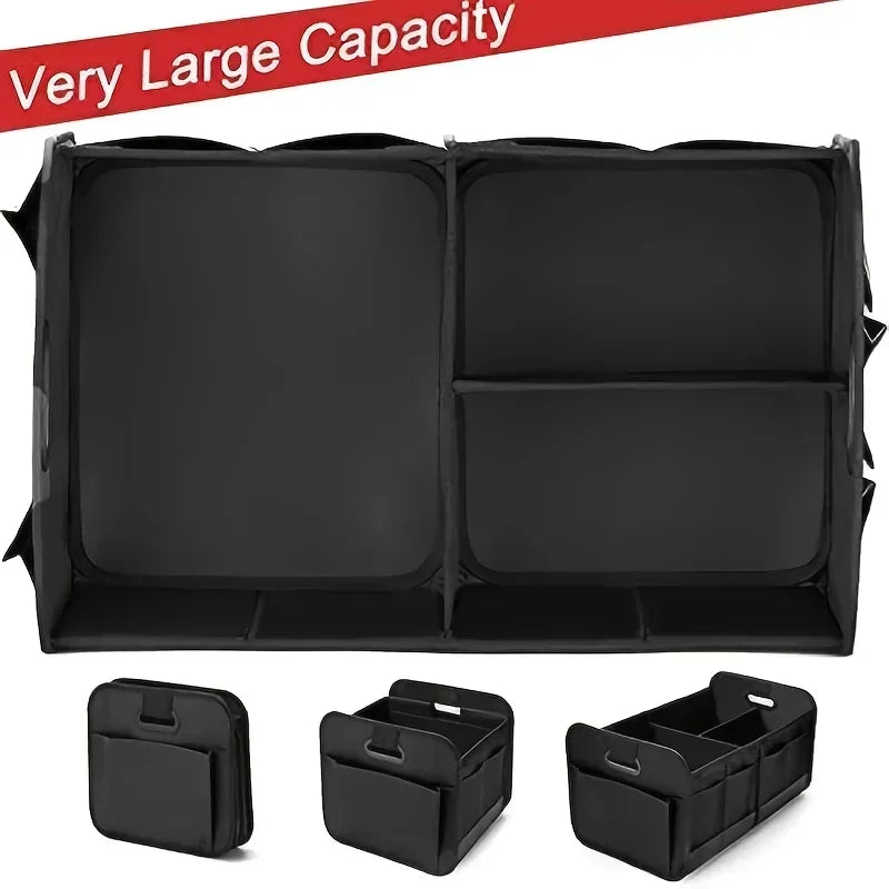 Kofferraum Organizer faltbar – Kofferraumtasche mit Fächern & Griffen, Oxford 600D, ca. 60 × 37 × 31 cm