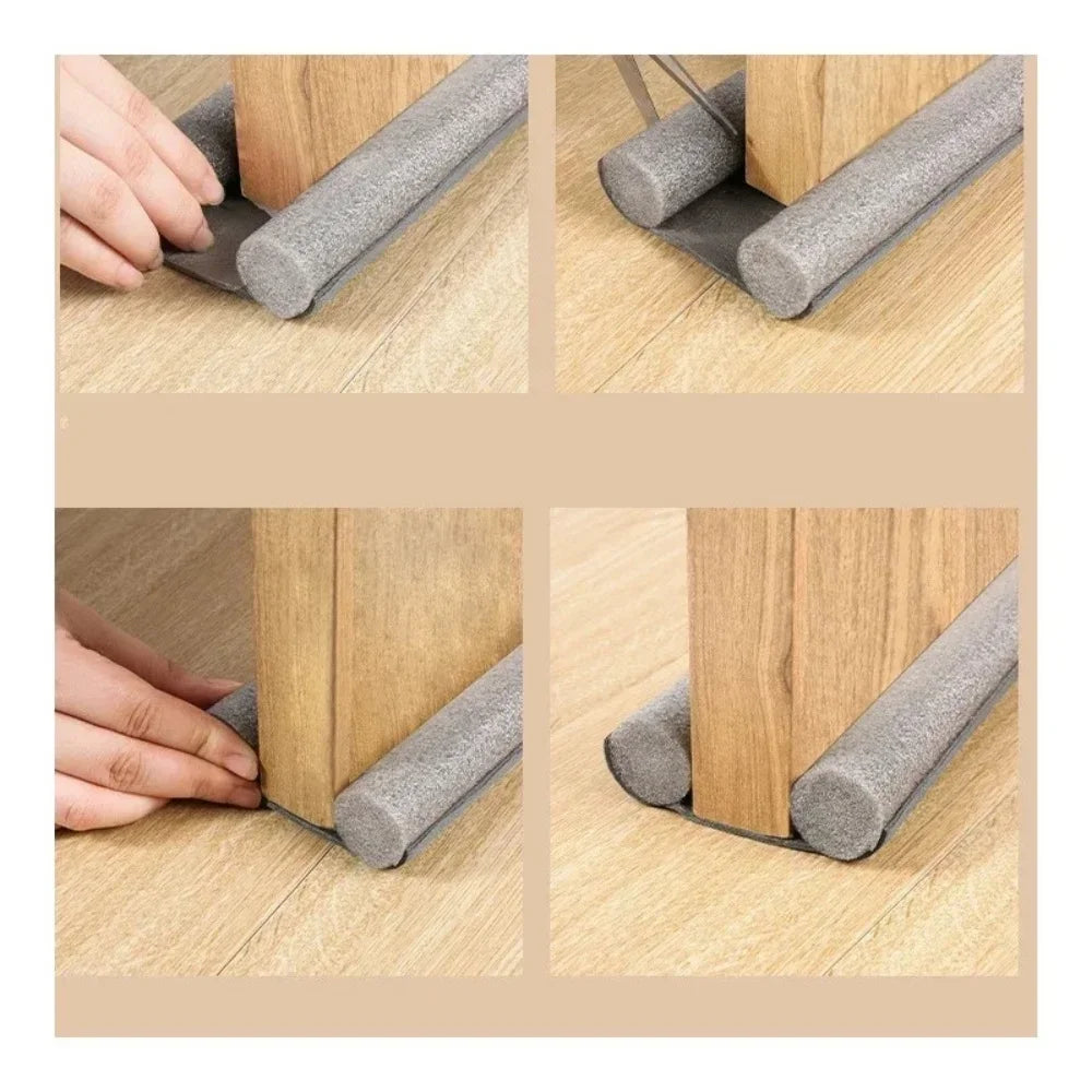 Zugluftstopper Tür doppelseitig – Türdichtung unten gegen Kälte, Zugluft & Lärm, 93 cm kürzbar