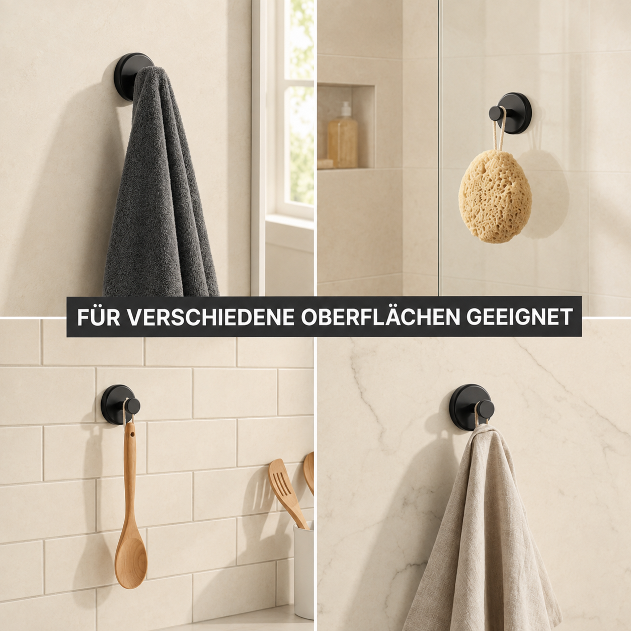 HYBAHAUS Vakuumhaken ohne Bohren – 4er-Set