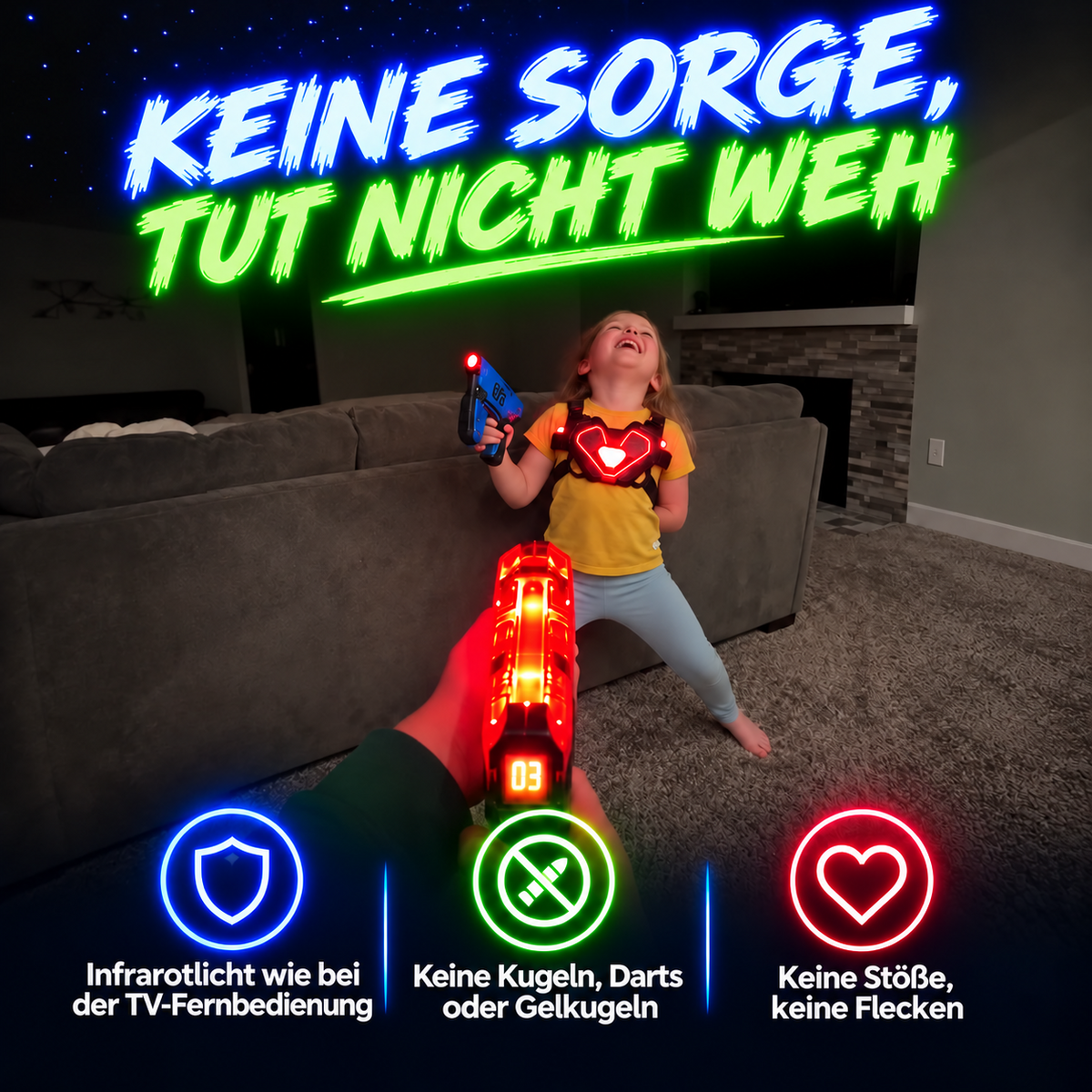 GlowDuell Laser-Tag mit Infrarotlicht – tut nicht weh