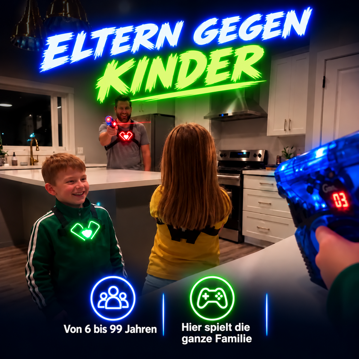 GlowDuell Laser-Tag: Eltern gegen Kinder