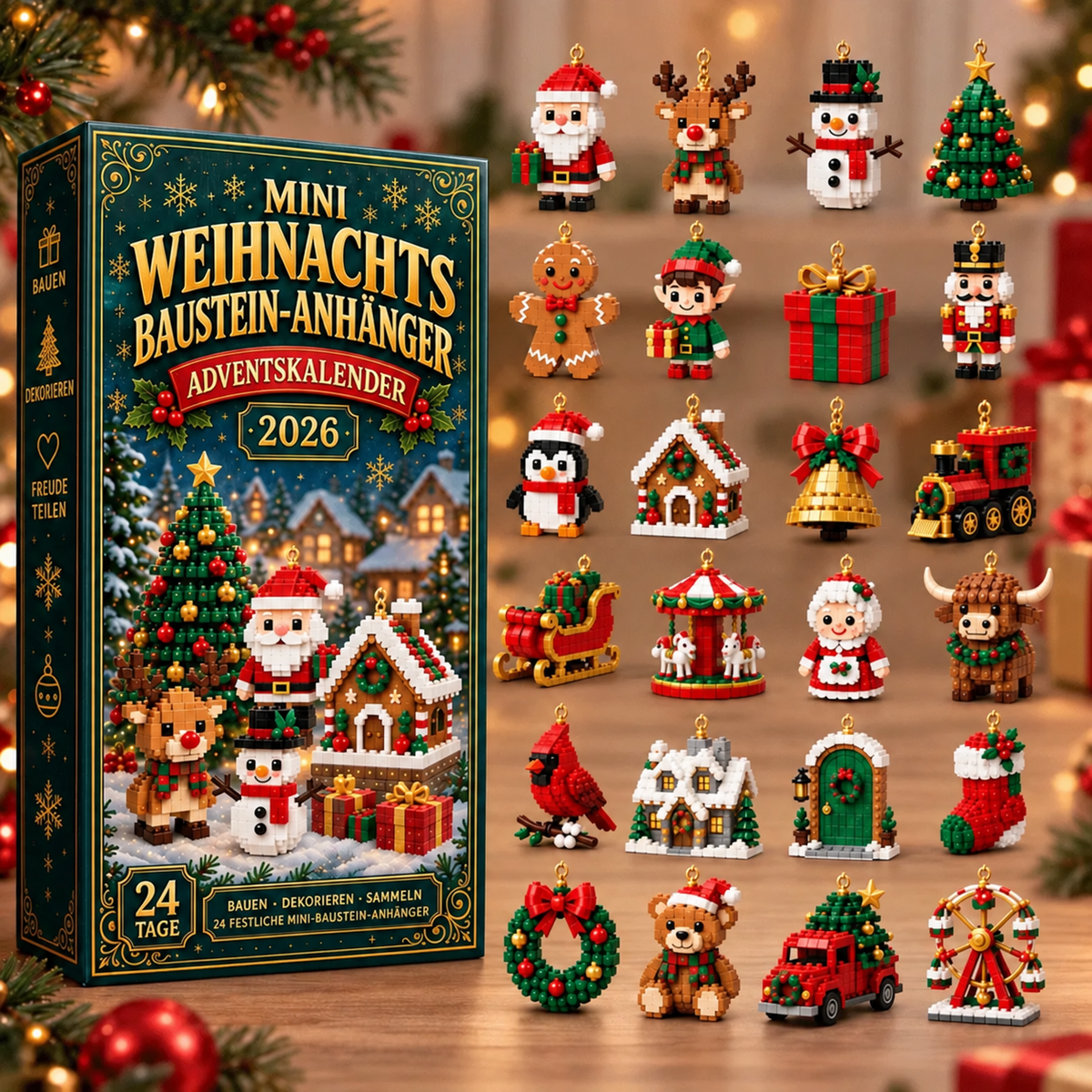 Mini-Weihnachtsschmuck Adventskalender – 24 Bausets zum Aufhängen