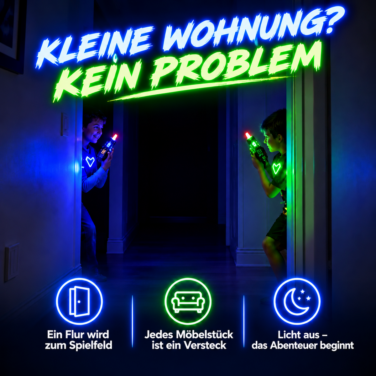 GlowDuell Laser-Tag auch in kleinen Wohnungen spielen