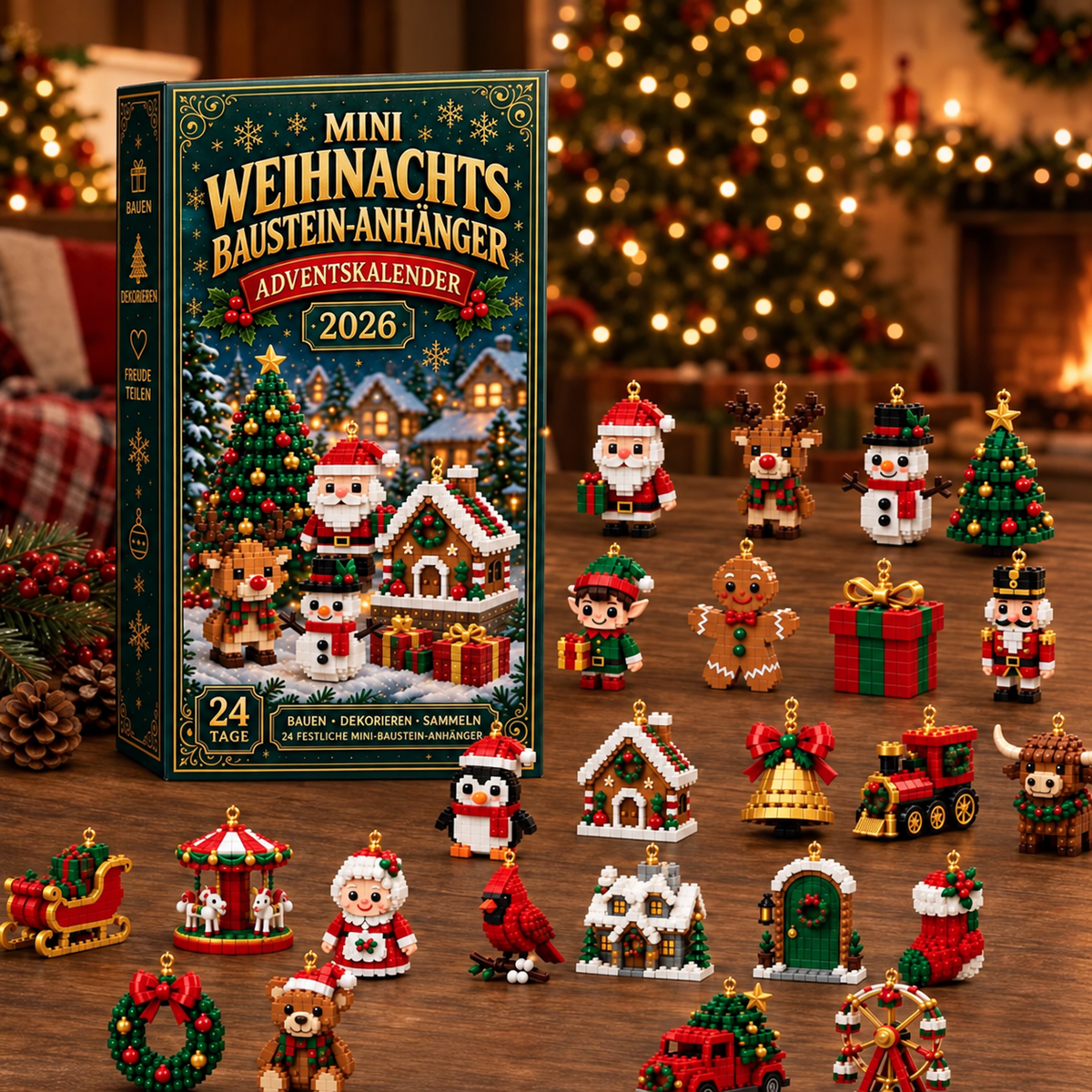 Mini-Weihnachtsschmuck Adventskalender – 24 Bausets zum Aufhängen