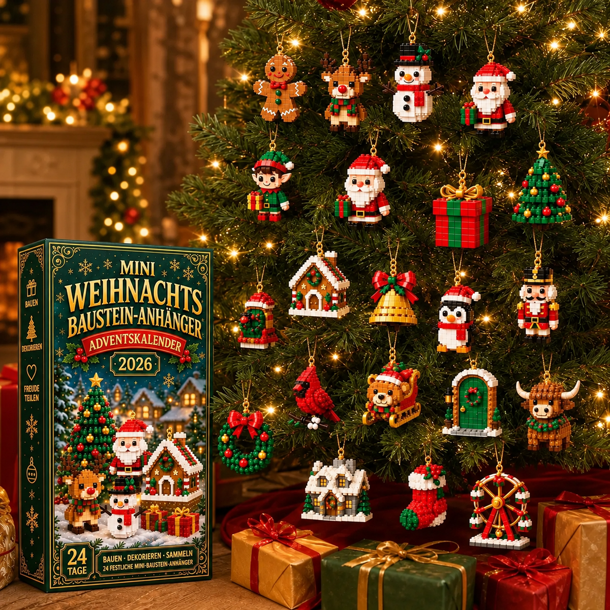 Mini-Weihnachtsschmuck Adventskalender – 24 Bausets zum Aufhängen