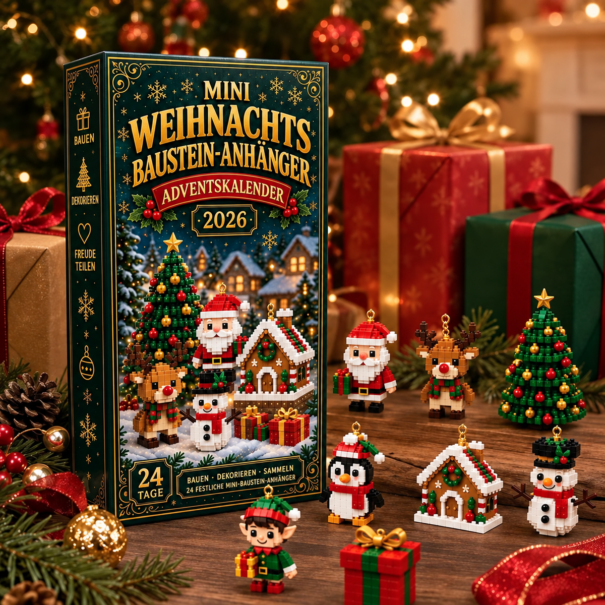 Mini-Weihnachtsschmuck Adventskalender – 24 Bausets zum Aufhängen