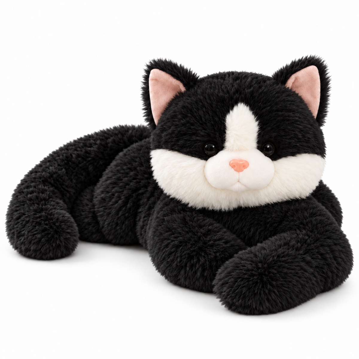 Gewichtskuscheltier Katze Schwarz 1 kg, 65 cm – Produktfoto auf weißem Hintergrund