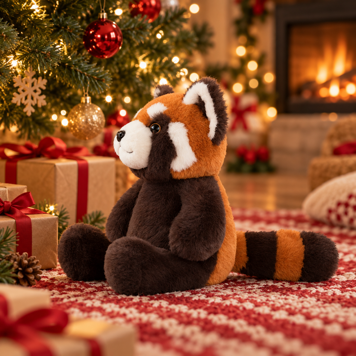 Wärmekuscheltier Roter Panda unter dem Weihnachtsbaum – Geschenkidee