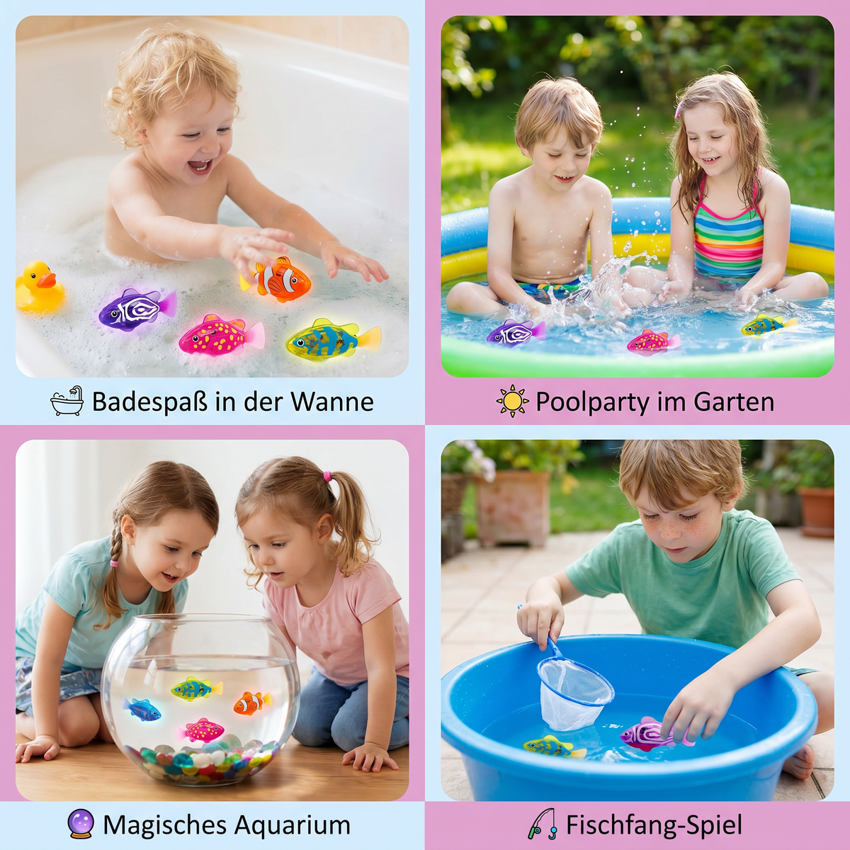 LED Schwimmfisch Spielset – Automatisch aktivierte Leuchtfische für Pool & Bad