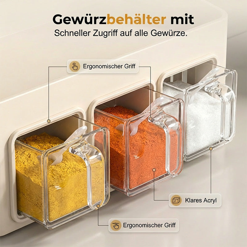 Gewürzregal ohne Bohren – 3 transparente Schubladen