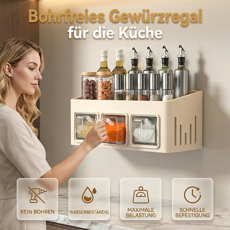 Gewürzregal ohne Bohren – 3 transparente Schubladen