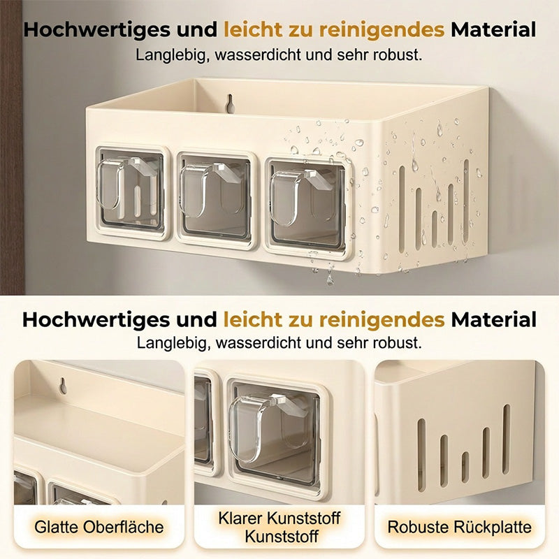 Gewürzregal ohne Bohren – 3 transparente Schubladen