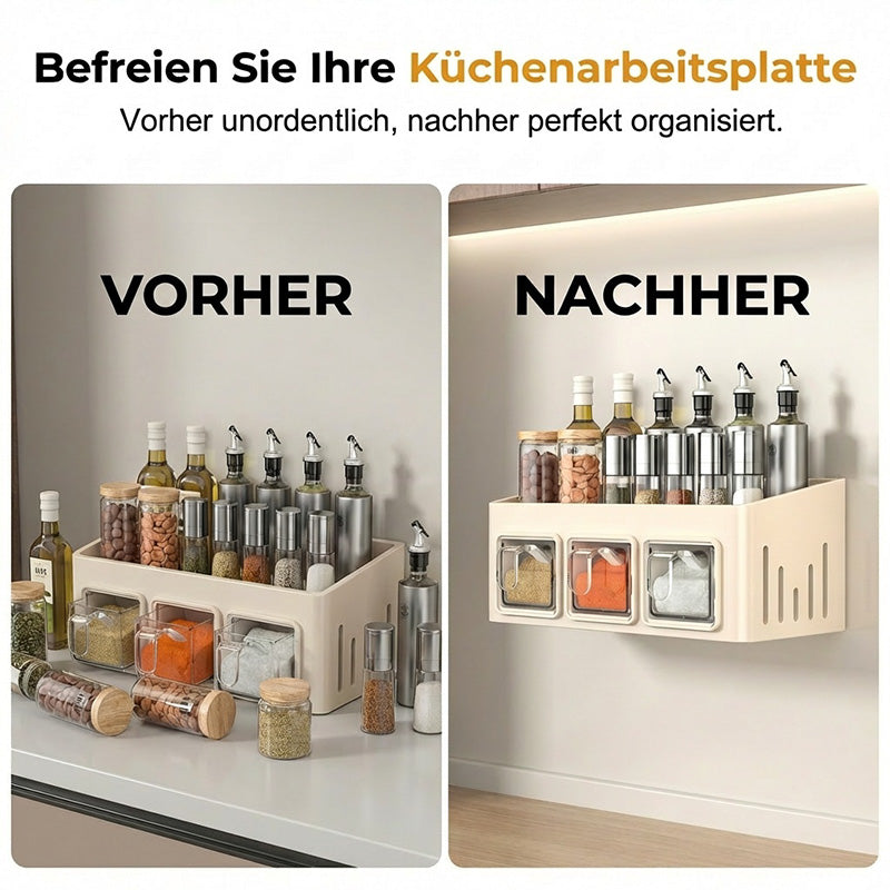 Gewürzregal ohne Bohren – 3 transparente Schubladen