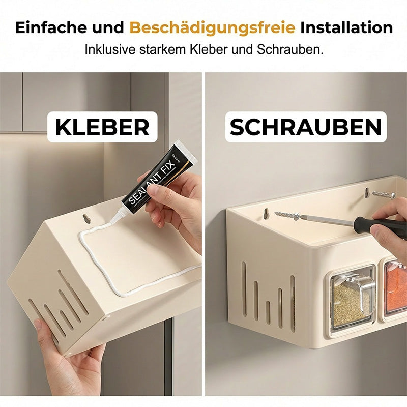 Gewürzregal ohne Bohren – 3 transparente Schubladen