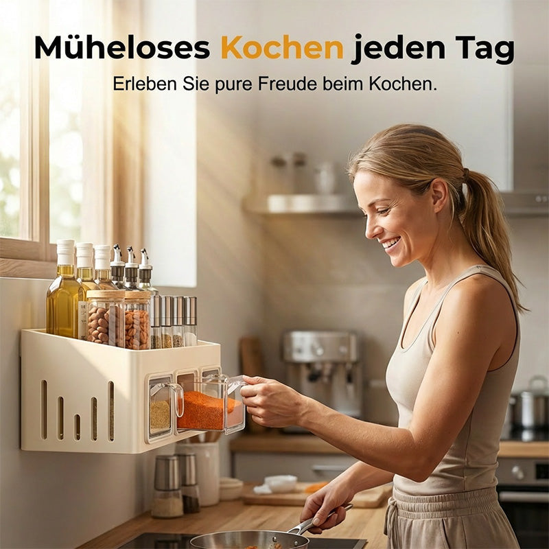 Gewürzregal ohne Bohren – 3 transparente Schubladen